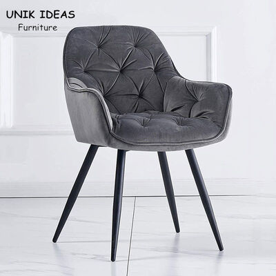 Luxury Colorful Nordic Dining Chair Sets Button Padded Accent Armchair
