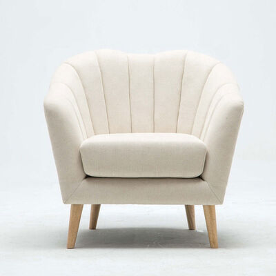 Comfortable Fabric Single Seater Armchair KD Rubber Luxury Wooden