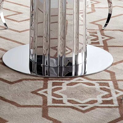 Luxury Glass Dining Room Table Set 6 Chairs With Metal Leg Chrome