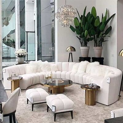 Custom Italian High End Modular Sectional Leather Sofa Fabric MDF Paint Modern Design