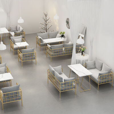 Breakfast Break Room Commercial Booth Seating Furniture Cafe Gold Stainless Steel