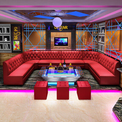 Large 3 Piece Leather U Shaped Sectional Couch For Small Space KTV Privacy Cafeteria