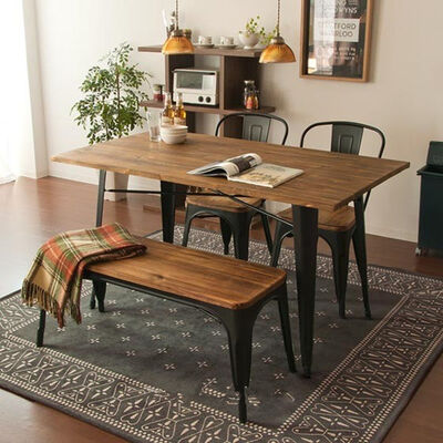 90 X 90 4 Seater Retro Industrial Vintage Kitchen Table And Chairs Metal