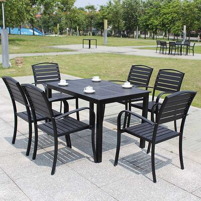 Patio Garden Furniture Black Waterproof Outdoor Dining Table D80xL120xH73CM