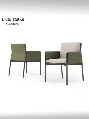 Black Brown Saddle Minimalist Leather Dining Chair Metal Frame Side Chair Modern