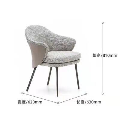 Euro Nordic Dining Chairs Scandinavian Style Dining Set Villa Living Room Steel Fabric Arm