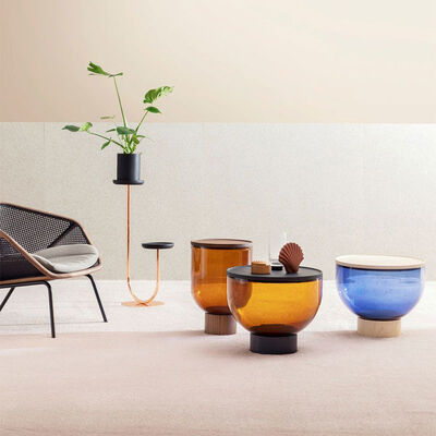 Round Tempered Glass Center Table Living Room Coffee Large Small Bowl 35x52cm