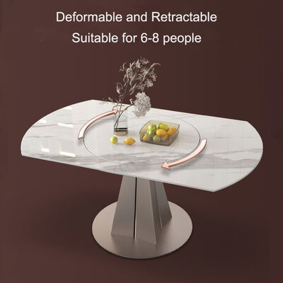 120cm 4 5 6 Seater White Round Extendable Dining Table And Chairs 4 To 6 Turntable Rotating