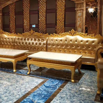 Customized Blue Paint Bar Sofa Set Metal Velvet Sponge Material