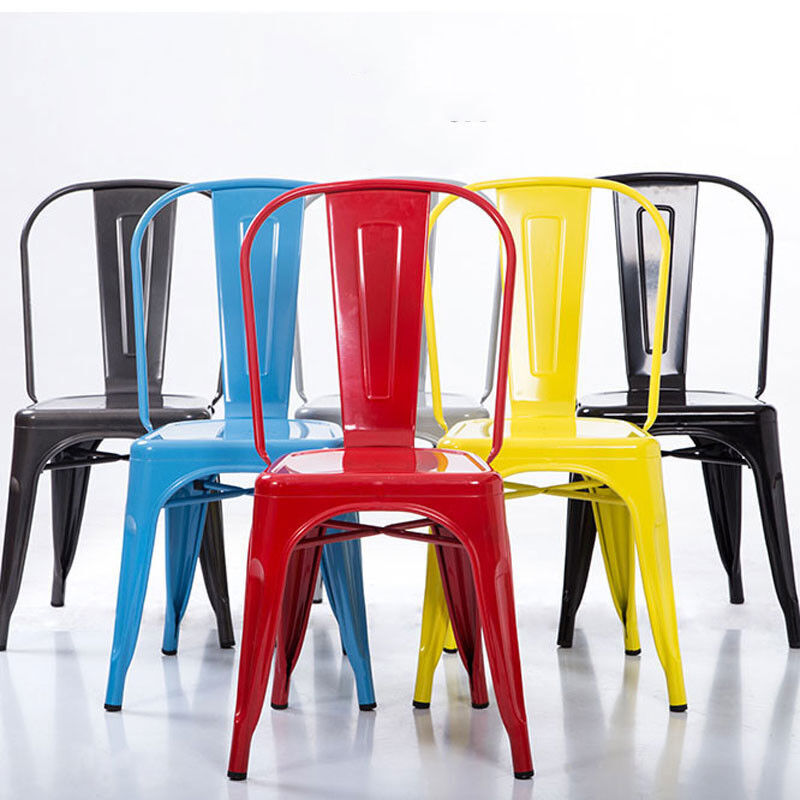 Colourful Restaurant Metal Frame Dining Chairs Vintage Lightweight 43cmx44cmx85cm