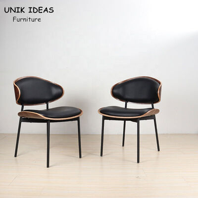 ราคาดี Leather Metal Leg Dining Chairs Modern Stylish Nordic Black Wood Walnut Bent ออนไลน์
