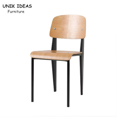 ราคาดี Industrial Style Black Metal Frame Dining Chairs Plywood Seat Restaurant Dining Chair ออนไลน์