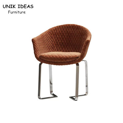 ราคาดี Luxury Custom Nordic Dining Chair Orange Velvet Metal Leg Hotel Furniture Seat ออนไลน์