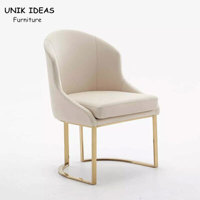 ราคาดี Eco Friendly Beige Leather Dining Chair Luxury Gold Stainless Steel Metal Frame Leg ออนไลน์