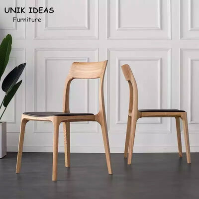 ราคาดี Modern Nordic Solid Ash Wood Dining Chair Antique PU Leather Furniture ออนไลน์
