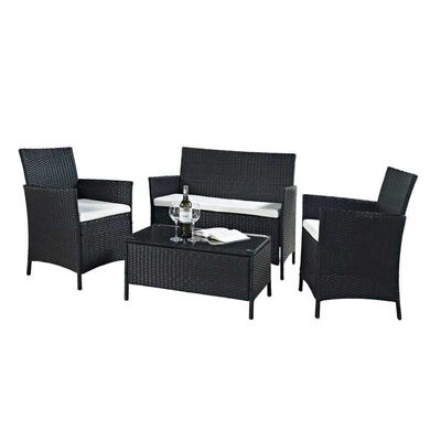 ราคาดี 4 Pieces Rattan Wicker Outdoor Furniture Sofa Patio Set With Cushion ออนไลน์