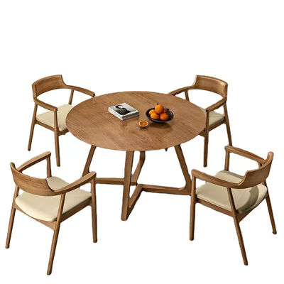 ราคาดี Round Nordic Luxury Dining Table And Chairs Wooden Set ODM ออนไลน์