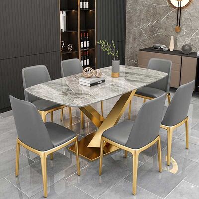 ราคาดี Slate Rectangular OEM Luxury Dinner Table And 6 Chairs For Home Furniture ออนไลน์