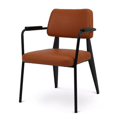 ราคาดี Powder Coat Metal Frame Restaurant Chairs Modern Simple Armchair Soft Leather ออนไลน์