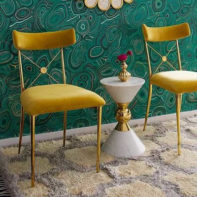 ราคาดี Velvet Banquet Metal Frame Dining Chairs Modern Design Elegant Leisure ออนไลน์
