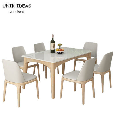 ราคาดี Nordic 6 Seater Luxury Marble Dining Table Set Scratch Resistant Customized Size ออนไลน์