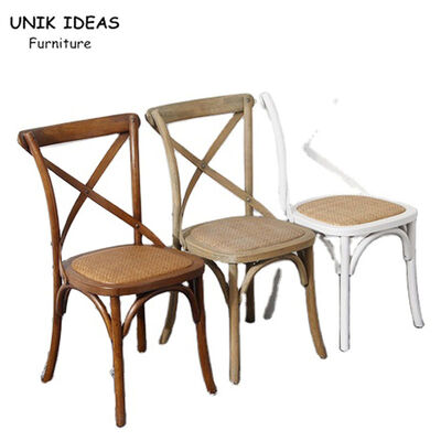 ราคาดี Industrial Stackable Cross Back Wood Chair Soft Cushion Durable For Dining Room ออนไลน์