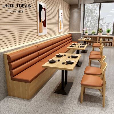 ราคาดี Modern Restaurant Fast Food Wood Booth Seating Commercial Canteen Furniture ออนไลน์