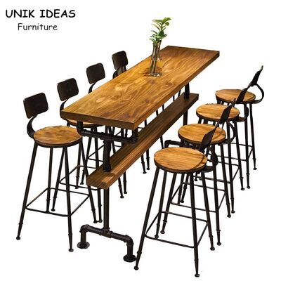 ราคาดี Rectangle Bistro Bar Table And Stools Wooden Metal Industrial High Table And Stools ออนไลน์