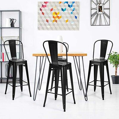 ราคาดี Restaurant High Bistro Table And Stools Outdoor Modern Black Metal Stackable Style ออนไลน์