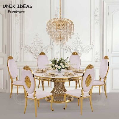 ราคาดี Hotel Glass Round Circle Event Wedding Tables And Chairs Stainless Steel Frame ออนไลน์