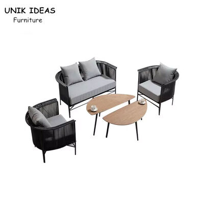 ราคาดี Garden Furniture Outdoor Rattan Sofa Rope Garden Sofa Set With Coffee Table Sectional ออนไลน์
