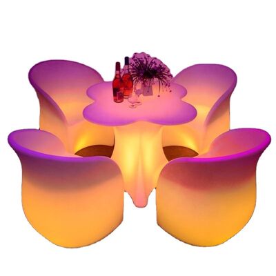 ราคาดี Modern KTV Cheap Price Outdoor Coffee Shop Remote Control LED PE Table and Sofa Set for Cocktail bar ออนไลน์