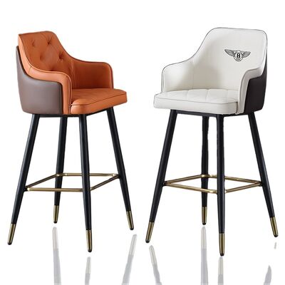 ราคาดี Metal Arm Orange Synthetic Leather Stool Cheap Commercial Modern Tall Bar Chair ออนไลน์