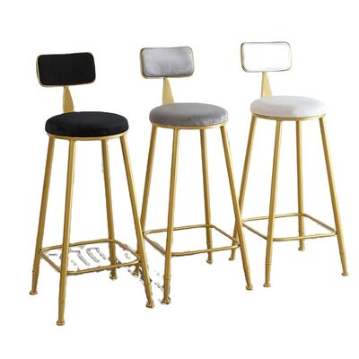 ราคาดี Hot Sale Nordic Tall Cheap Counter Furniture Gold Metal Velvet Back Luxury Kitchen Modern High Stool Bar Chairs for Bar Table ออนไลน์