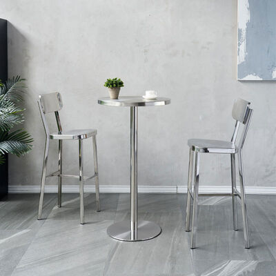 ราคาดี Industrial Style Outdoor Bistro Stainless Steel KTV Chair and SH60cm Bar Table Set ออนไลน์
