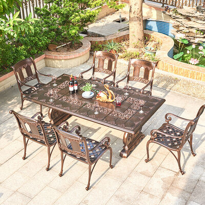 ราคาดี Outdoor Cast Aluminum Table and Chair Furniture Courtyard Balcony Garden Sets Customized ออนไลน์