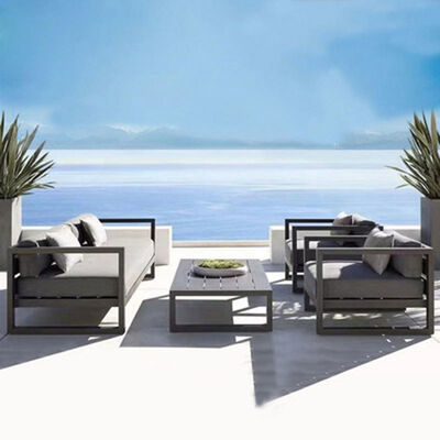 ราคาดี Sunscreen Waterproof Nordic Balcony Leisure Furniture Aluminum Alloy Outdoor Sofa Set ออนไลน์