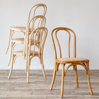 ราคาดี Strong Solid Wood Dining Chairs Stackable Bentwood Chairs for Restaurant Rattan Coffee Chairs Retro ออนไลน์