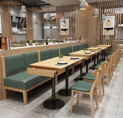 ราคาดี Comfortable New Design Modern Restaurant Chair Table Sofabooth Sets Wooden Muebles Restaurante ออนไลน์