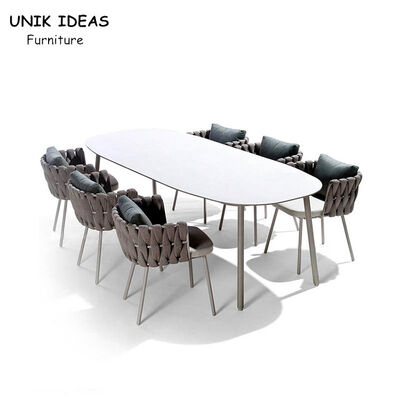 ราคาดี Rattan Outdoor Wicker Dining Chairs With Arms Waterproof Patio Rope Woven  200cm ออนไลน์