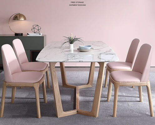 ราคาดี 180cm Marble White Luxury Dining Table And Chairs 4 Seater 6 Pieces Minimalist ออนไลน์