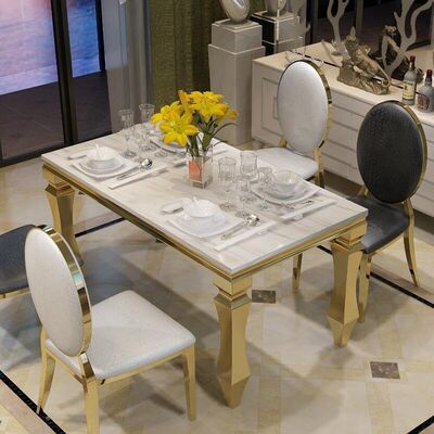 ราคาดี Garden Home Luxury Dining Table And Chairs 240cm 120cm 140cm 6 Seater  Marble ออนไลน์