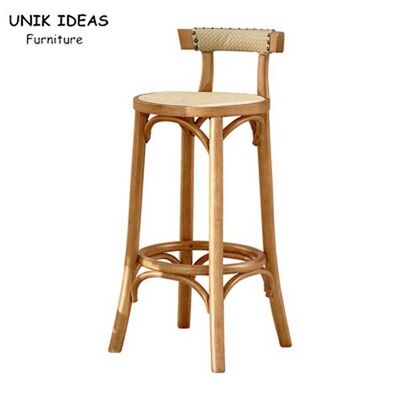 ราคาดี Kitchen Oak Cafe Bar Stools Ash Wood Stool Rattan With Back Support ออนไลน์