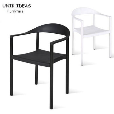 ราคาดี Lounge Outdoor Leisure Chair With Armrest PP Plastic White Black Stacking 35x42x78 CM ออนไลน์