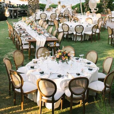 ราคาดี Hall Wedding Banquet Chairs For Rental Round Cane Back Wooden Louis 50x55x91cm ออนไลน์