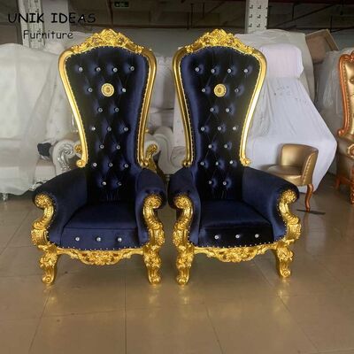 ราคาดี Gold Royal Sofa King And Queen Chairs For Wedding Rental Banquet Blue Black ออนไลน์