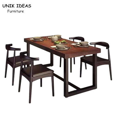ราคาดี 180cm 120cm Wooden Dining Room Table And Chairs 4 Seater Hamburg Coffee Shop ออนไลน์