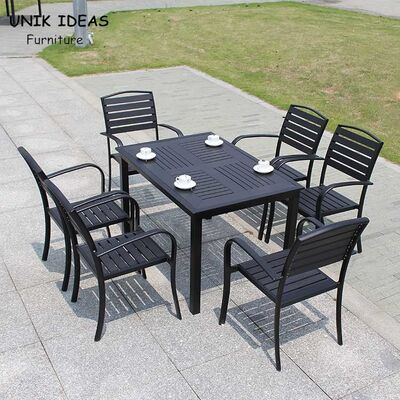 ราคาดี Patio Garden Furniture Black Waterproof Outdoor Dining Table D80xL120xH73CM ออนไลน์