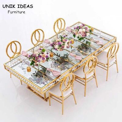 ราคาดี 12 Foot Folding Banquet Table Top Glass Rectangle Crystal Chic 8x30 ออนไลน์