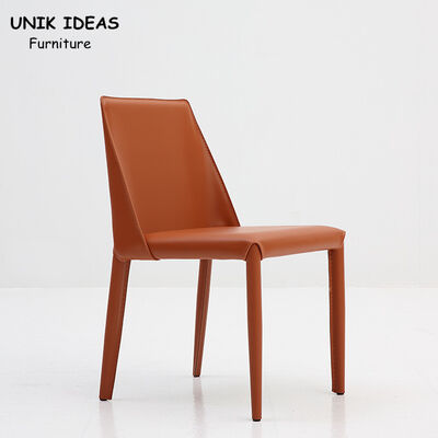 ราคาดี Modern Grey Leather Metal Frame Dining Chairs 17 Inch 43.18CM Seat Height Home ออนไลน์